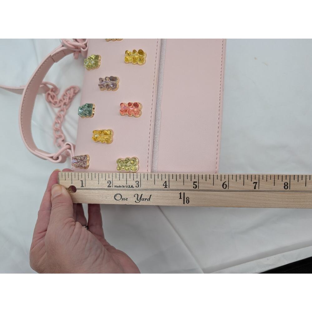 NWT Betsey Johnson Pink Gummy Bear Crossbody/ Purple Glitter Bear Charm Quirky - Picture 5 of 8